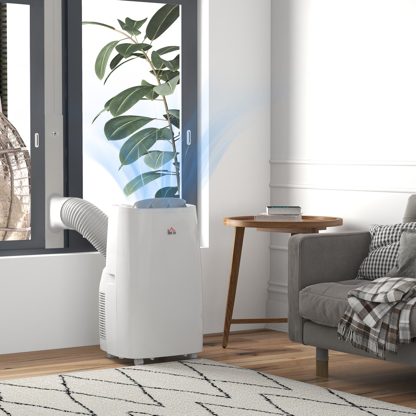 HOMCOM 14,000 BTU Mobile Air Conditioner for Room up to 40m², with Dehumidifier, 24H Timer, Wheels, Window Mount Kit