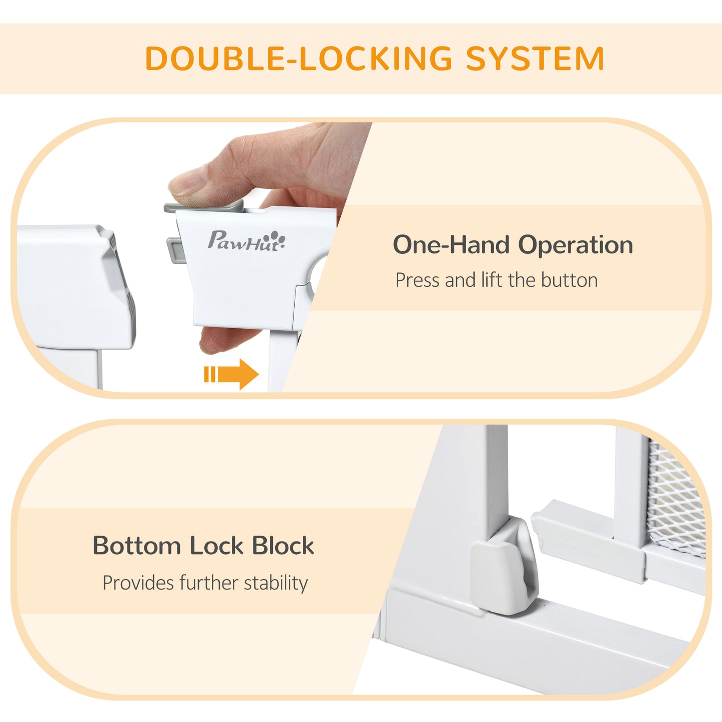 PawHut Pressure Fit Safety Gate for Doorways and Staircases, Dog Gate w/ Auto Closing Door White