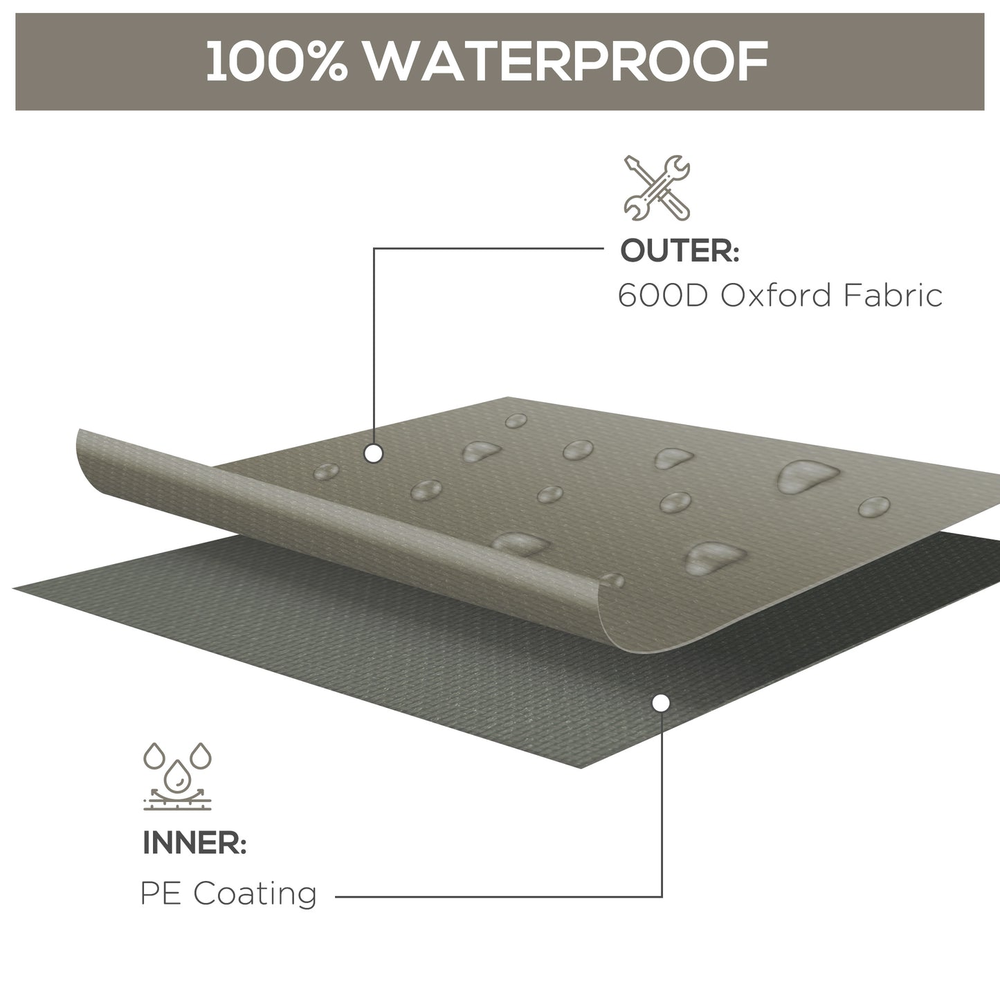 Outsunny 600D Oxford Patio Set Cover Outdoor Garden Rattan Furniture Protection Cover Protector Waterproof Anti-UV, Grey, 210 x 140 x 80cm