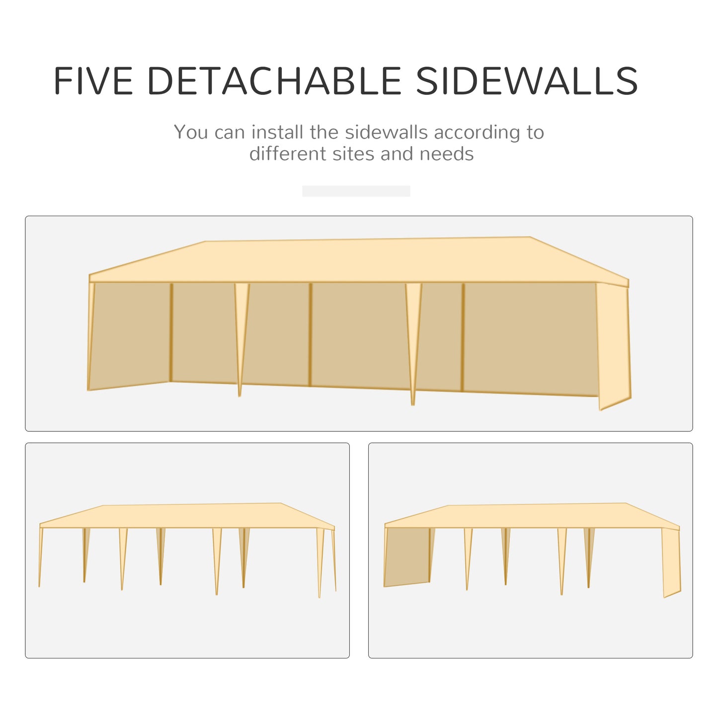 Outsunny 9 x 3m Garden Gazebo, with Removable Walls - Green