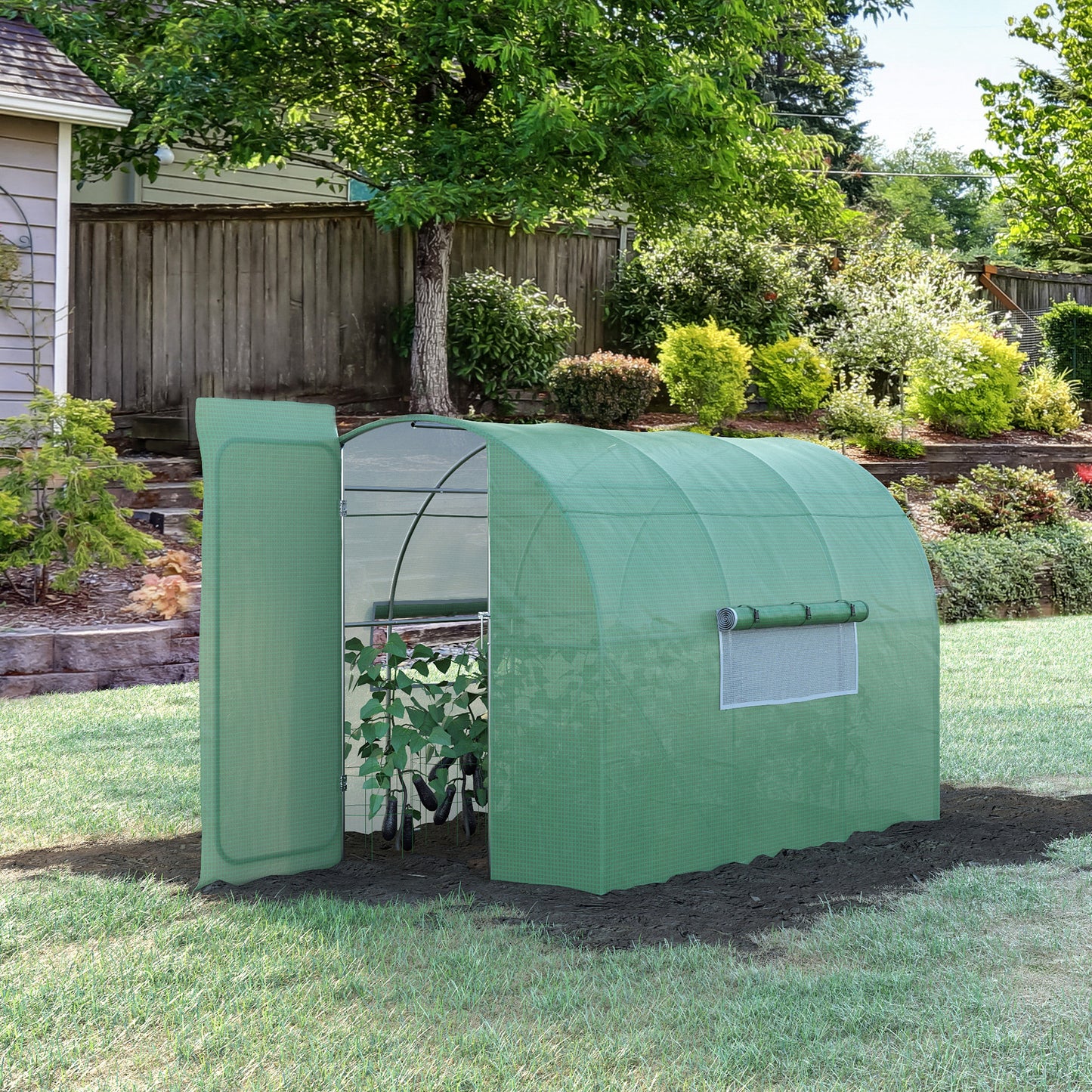 Outsunny 3 x 2m Walk-In Greenhouse, with Metal Frame and Door