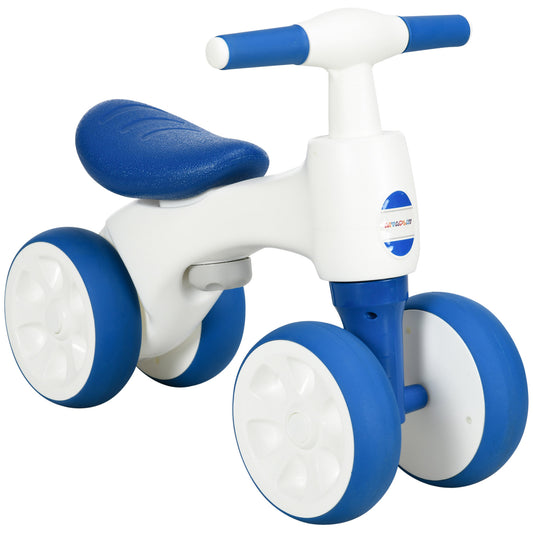 AIYAPLAY Balance Bike for Ages 18-36 Months, with Anti-Slip Handlebars, Four Wheels, No Pedal - Blue