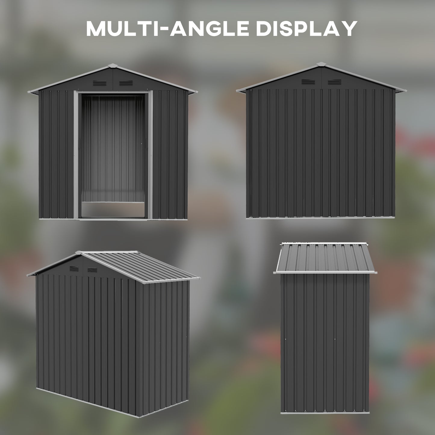 Outsunny 6.5x3.5ft Metal Garden Storage Shed for Outdoor Tool Storage with Double Sliding Doors and 4 Vents Dark Grey