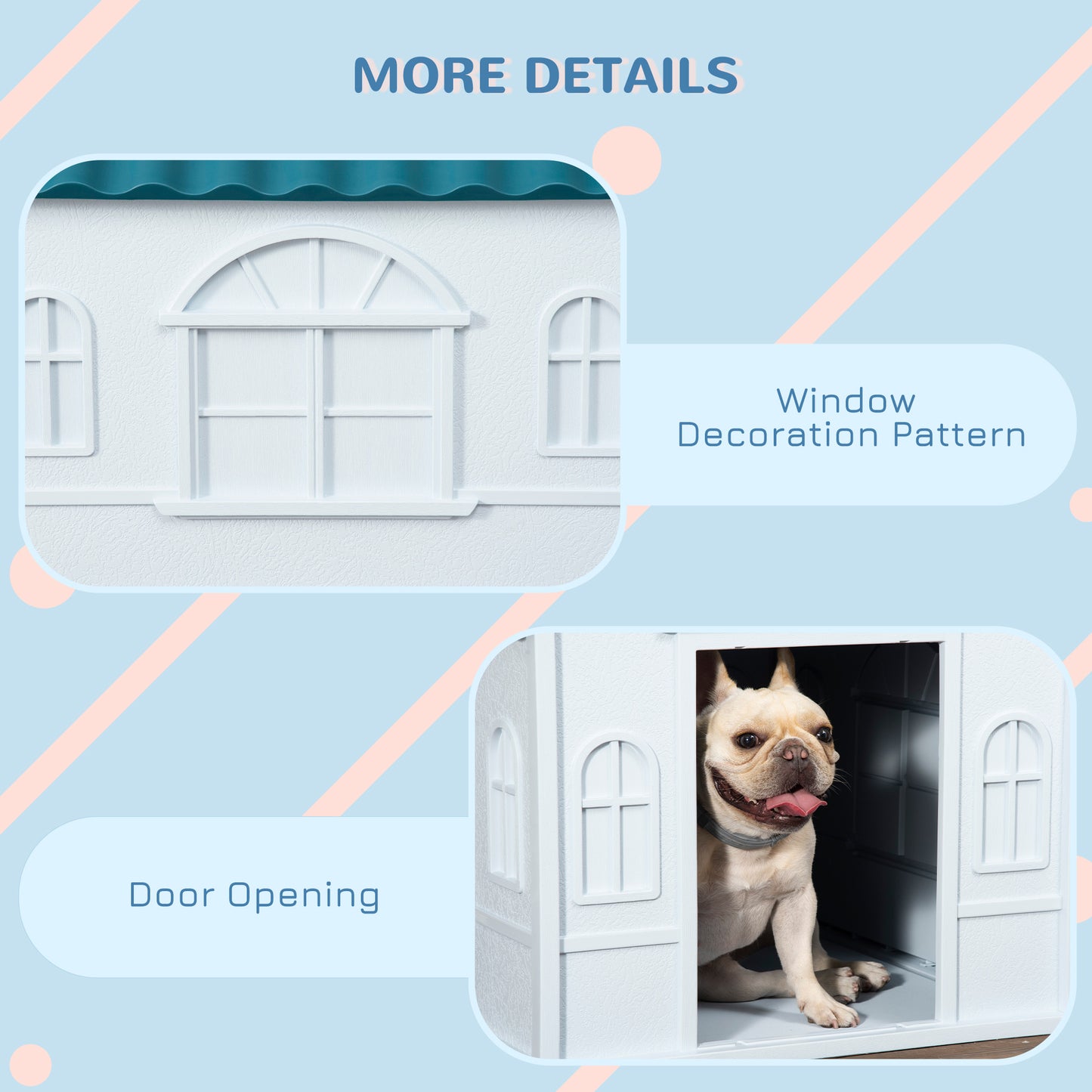 PawHut Plastic Weatherproof Dog House Blue