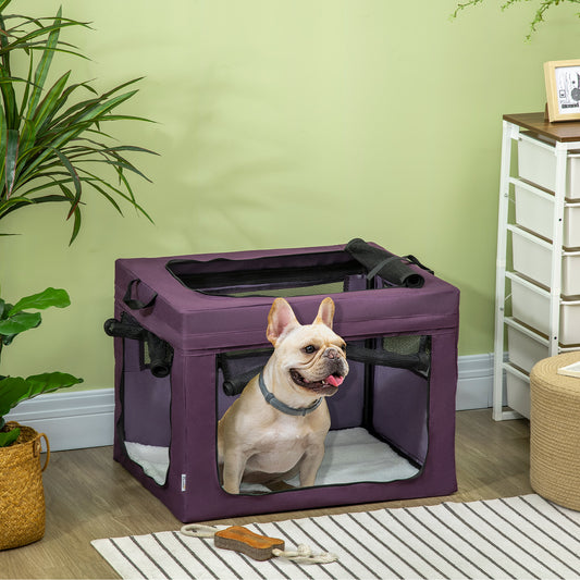 PawHut Pet Carrier, Portable Cat Carrier, Foldable Dog Bag for Miniature and Small Dogs, 69 x 51 x 51 cm, Purple