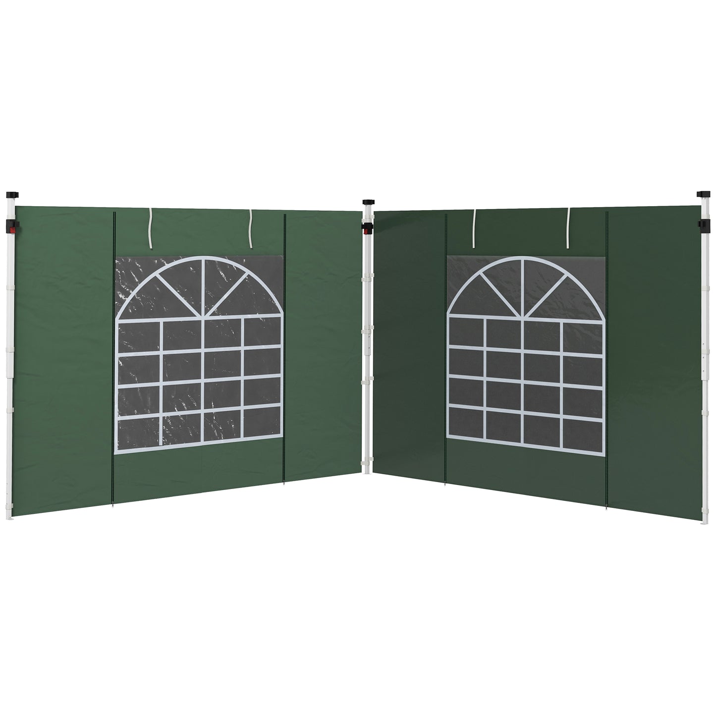 Outsunny Gazebo Side Panels 2 Pack Sides Replacement for 3x3(m) or 3x6m Pop Up Gazebo with Windows and Doors Green