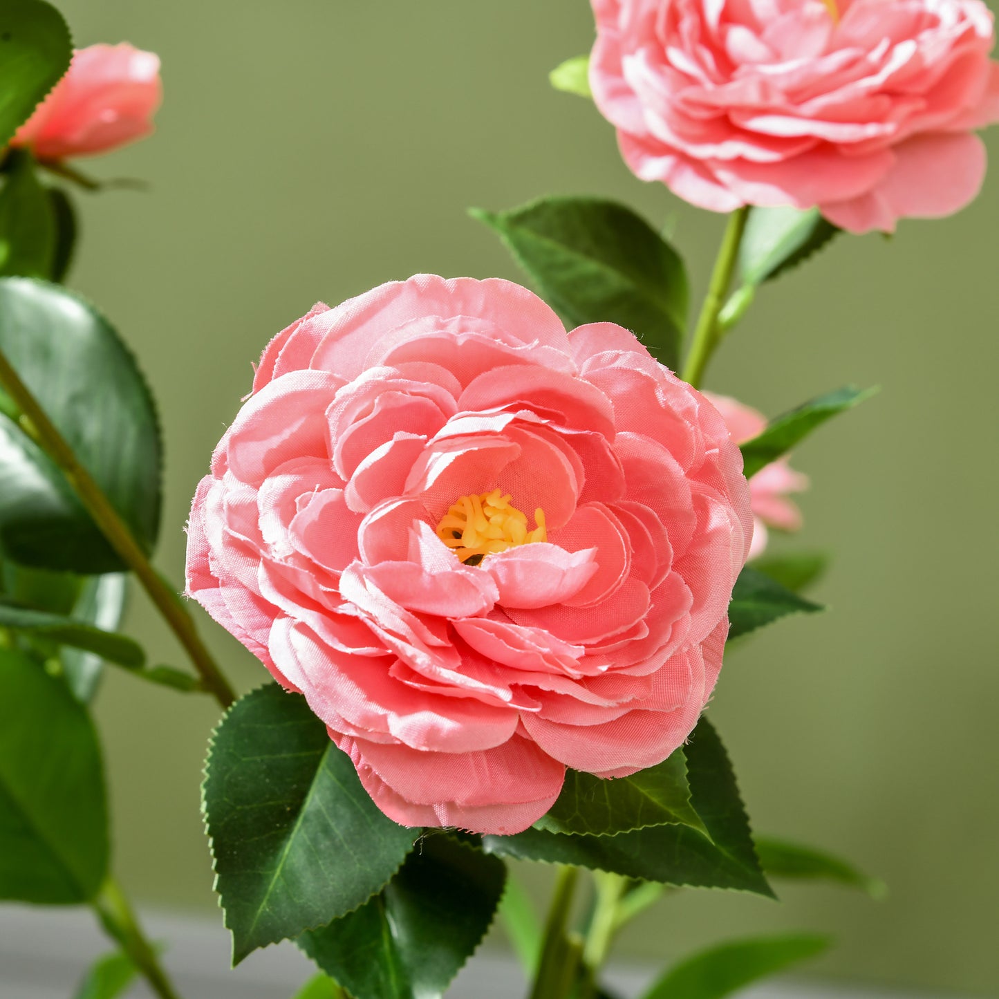 HOMCOM Artificial Plant Camellia Flower in Pot Fake Plant for Indoor Outdoor 95cm Pink