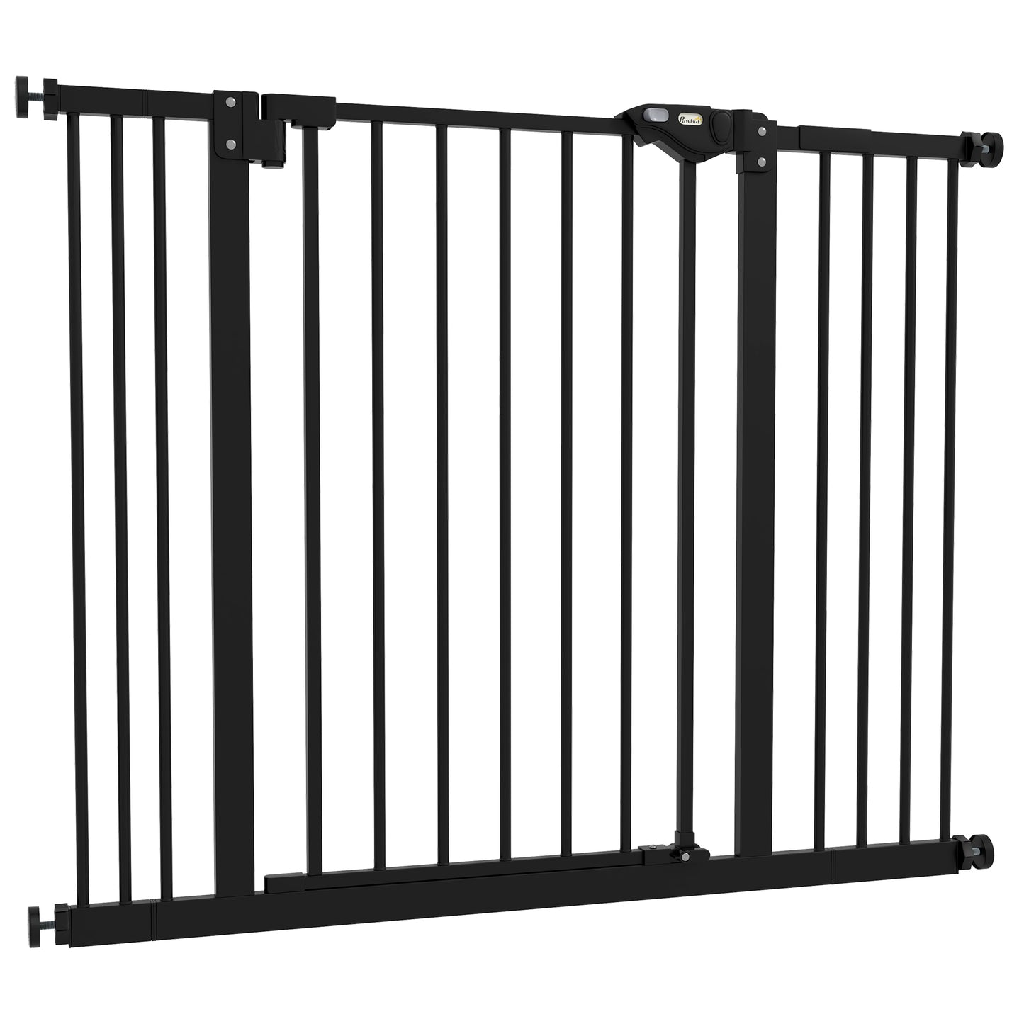 PawHut Metal 74-100cm Wide Adjustable Dog Gate Black