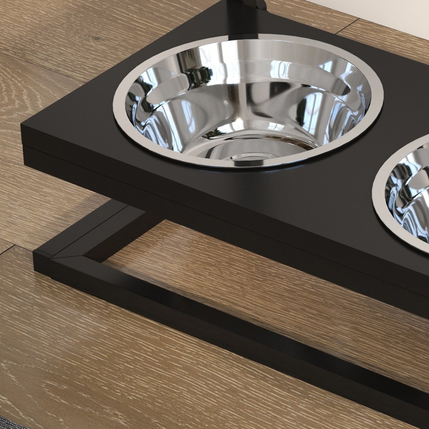 PawHut Dog Bowls with Stand Adjustable Height Elevated Dog Bowls for Small Medium Large Dogs Black