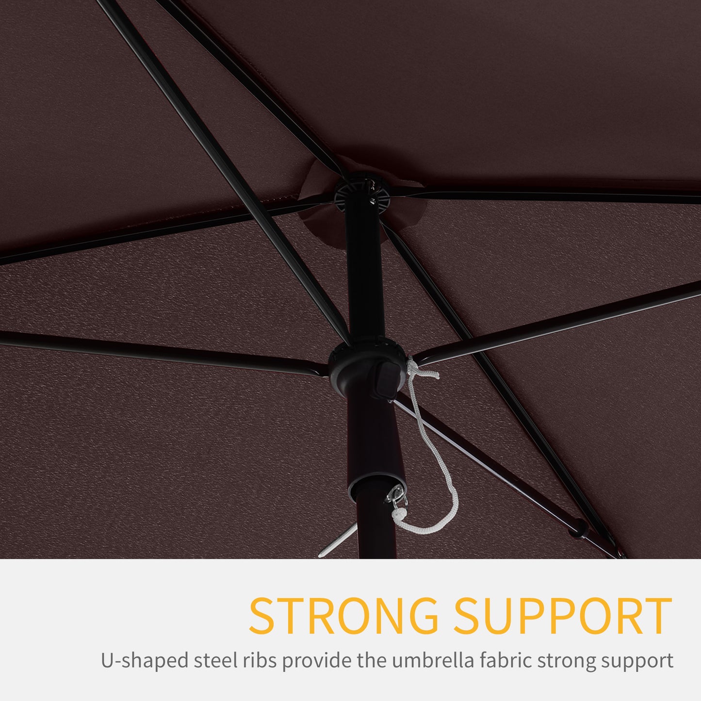 Outsunny Aluminum Umbrella Parasol-Brown