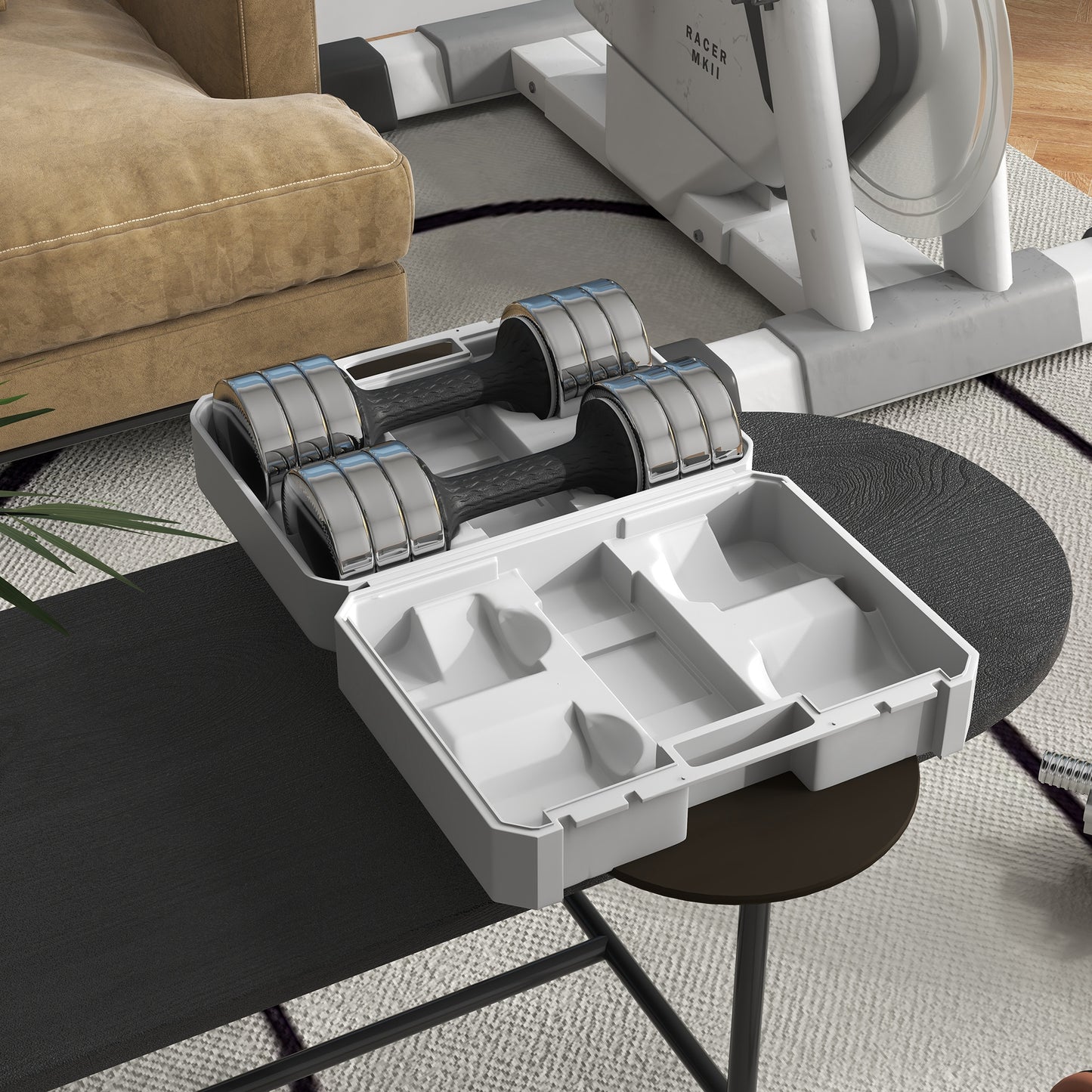 SPORTNOW Adjustable Dumbbells Weights Set with Storage Box 10kg x 2