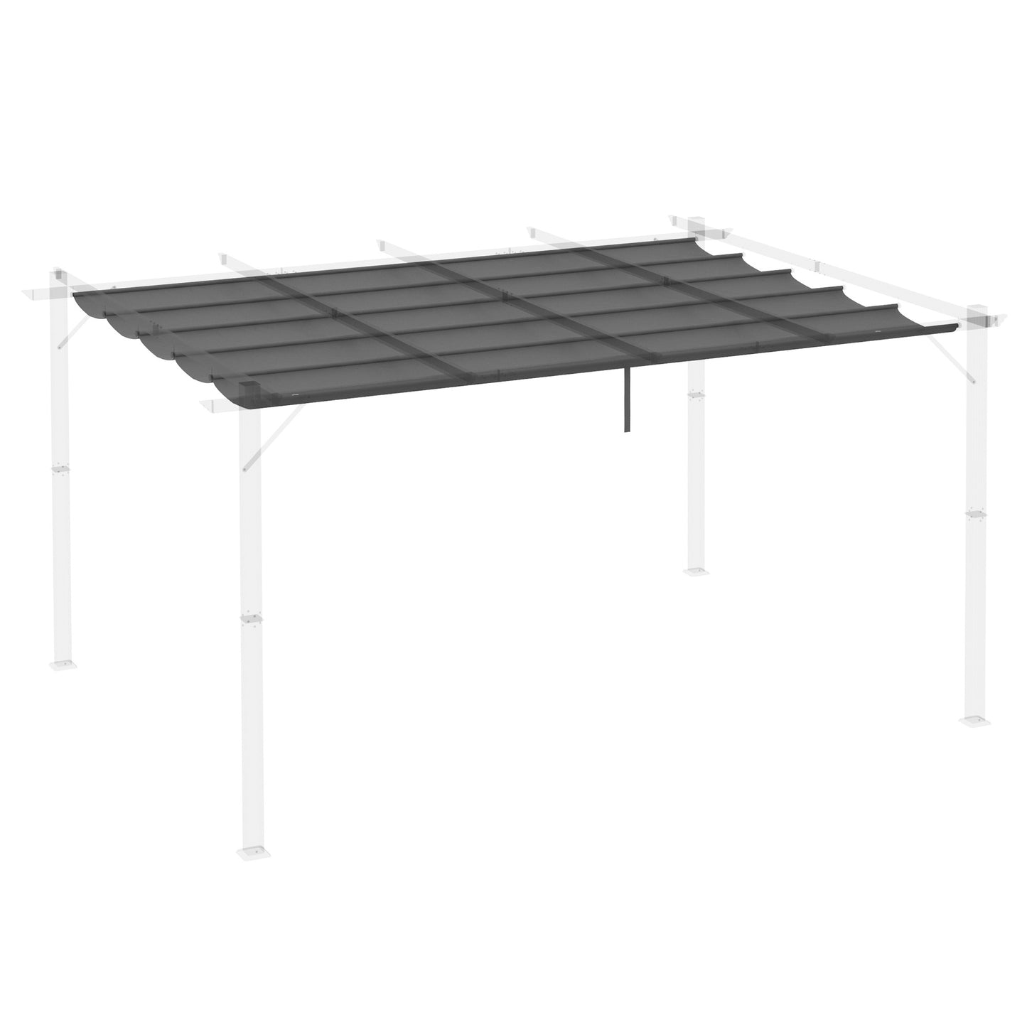 Outsunny Retractable Pergola Shade Cover Replacement Canopy for 4 x 3 (m) Pergola Retractable Roof Dark Grey