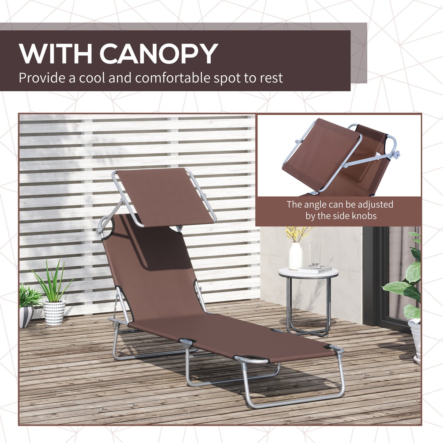 Outsunny Adjustable Sun Bed-Brown