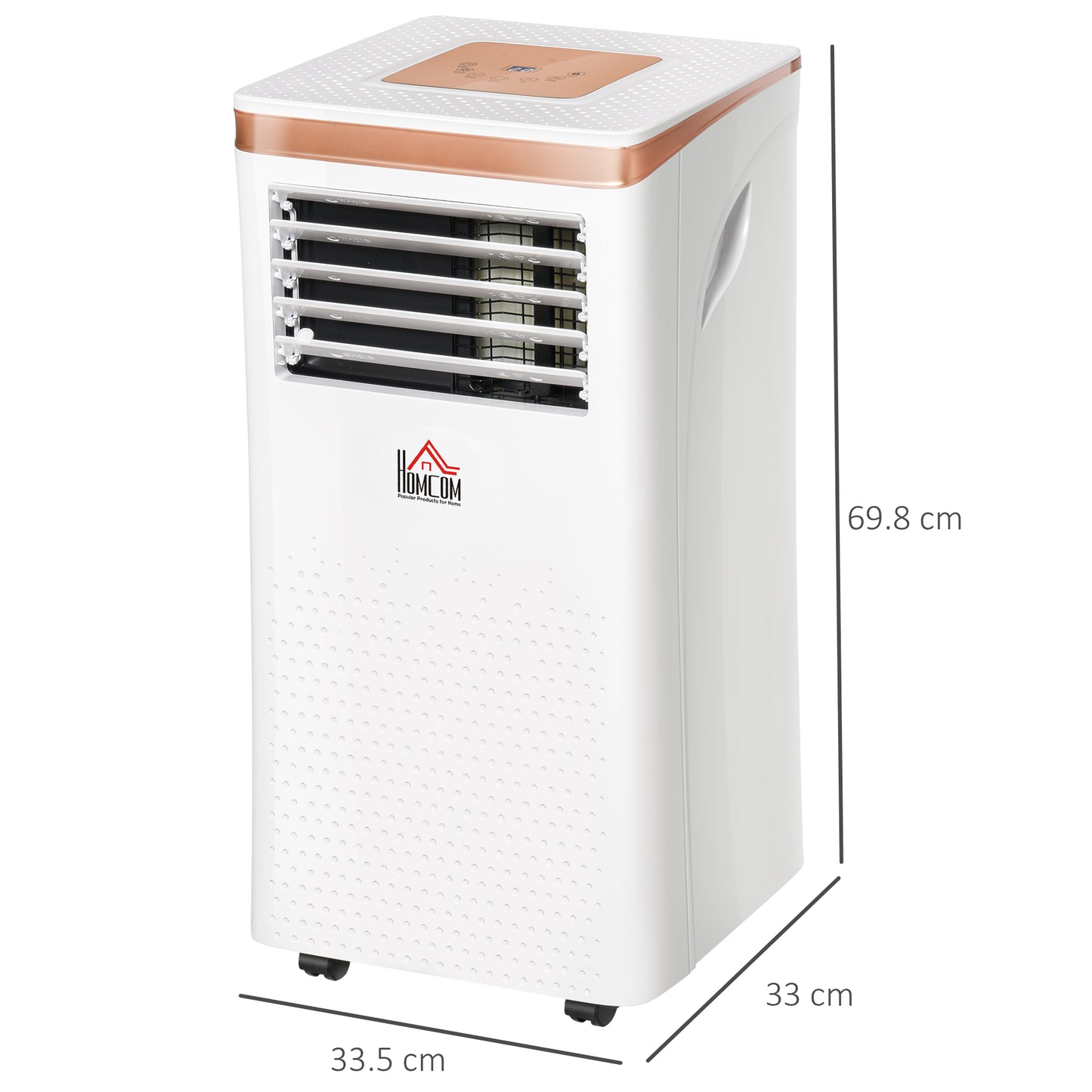 HOMCOM 7000 BTU 4-In-1 Compact Portable Mobile Air Conditioner Unit Cooling Dehumidifying Ventilating w/ Fan Remote LED Display 24 Hr Timer Auto Shut-Down Home Office