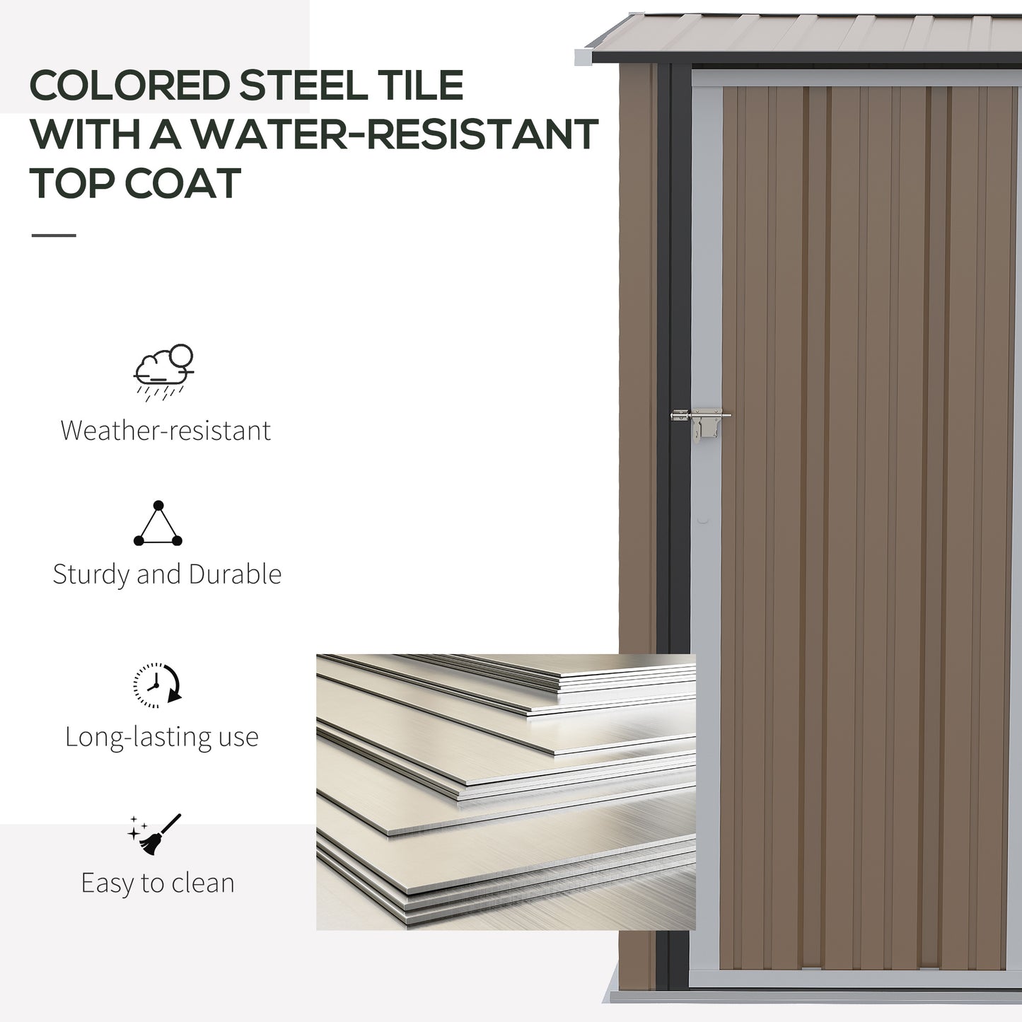 Outsunny 5 x 3ft Garden Shed, with Latched Door