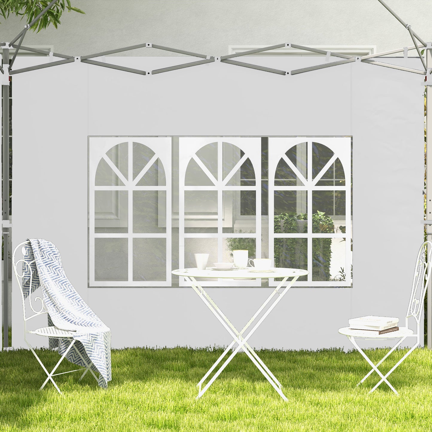 Outsunny Gazebo Side Panels Sides Replacement with Window for 3x3(m) or 3x4m Pop Up Gazebo 2 Pack White