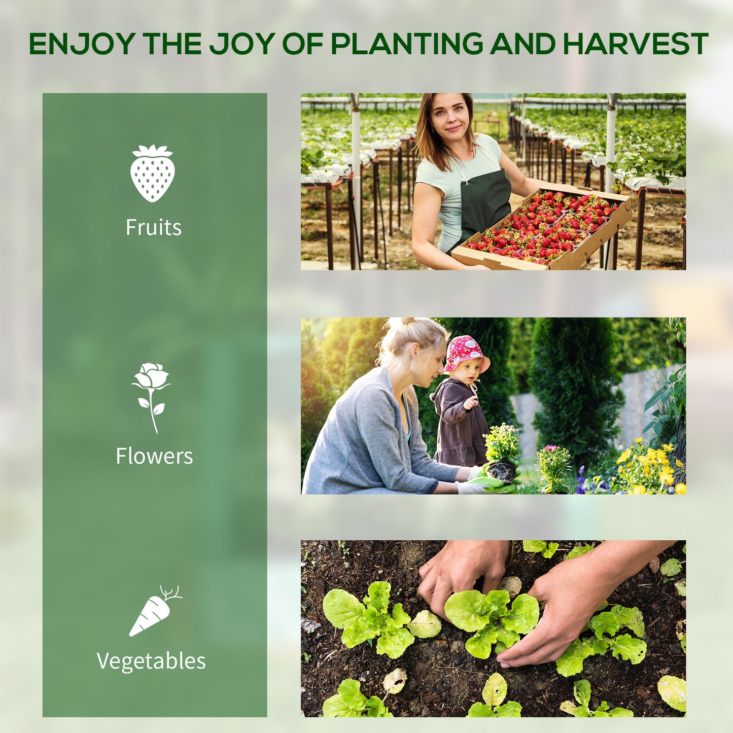 Outsunny Metal Planter Box with Cover Raised Garden Bed with Greenhouse for Herbs and Vegetables Clear and Dark Grey