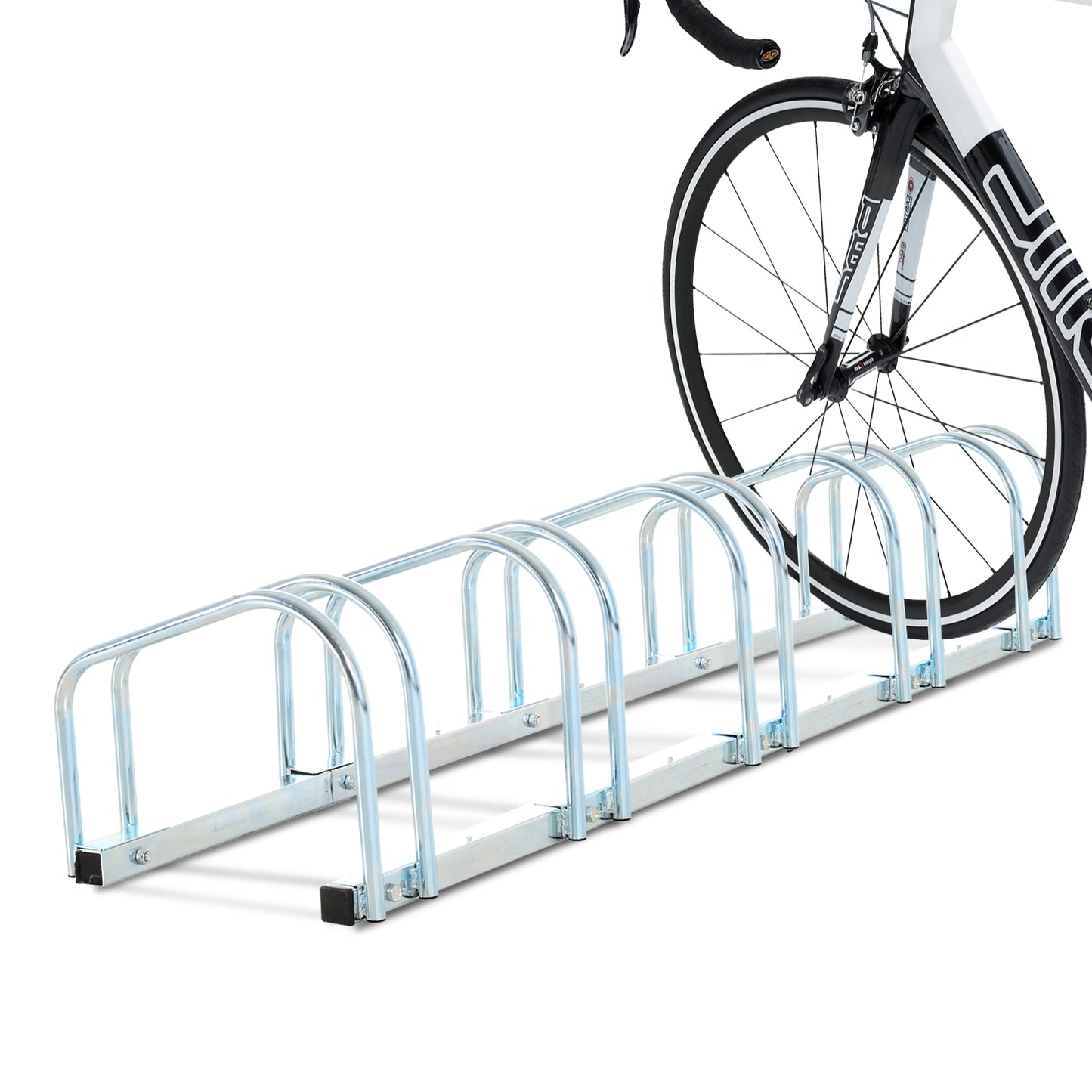 HOMCOM Bike Stand Parking Rack Floor or Wall Mount Bicycle Cycle Storage Locking Stand (5 Racks, Silver)