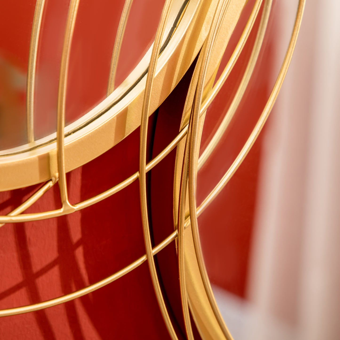 HOMCOM Metal Wall Art Modern Decorative Mirror Decor Hanging Home Wall Sculptures, Gold