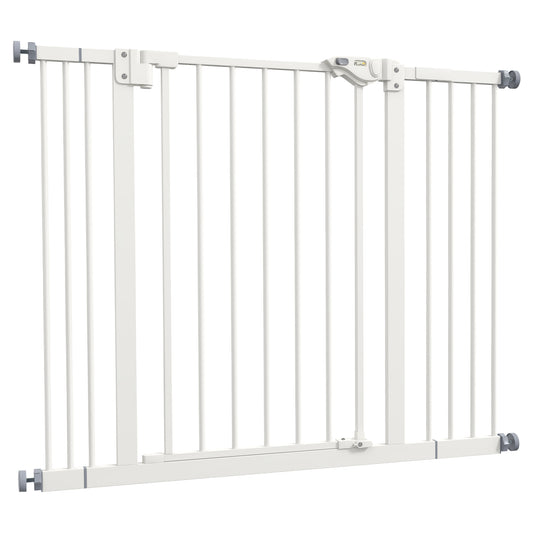 PawHut Metal 74-100cm Wide Adjustable Dog Gate Black