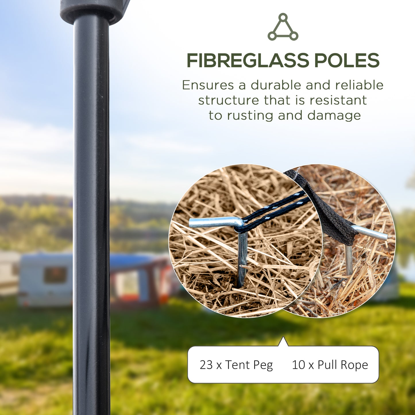 Outsunny 5-6 Man Tunnel Tent, Two Room Camping Tent with Sewn-In Floor, 2 Doors and Carry Bag, 2000mm Water Column for Fishing, Hiking, Sports, Festival