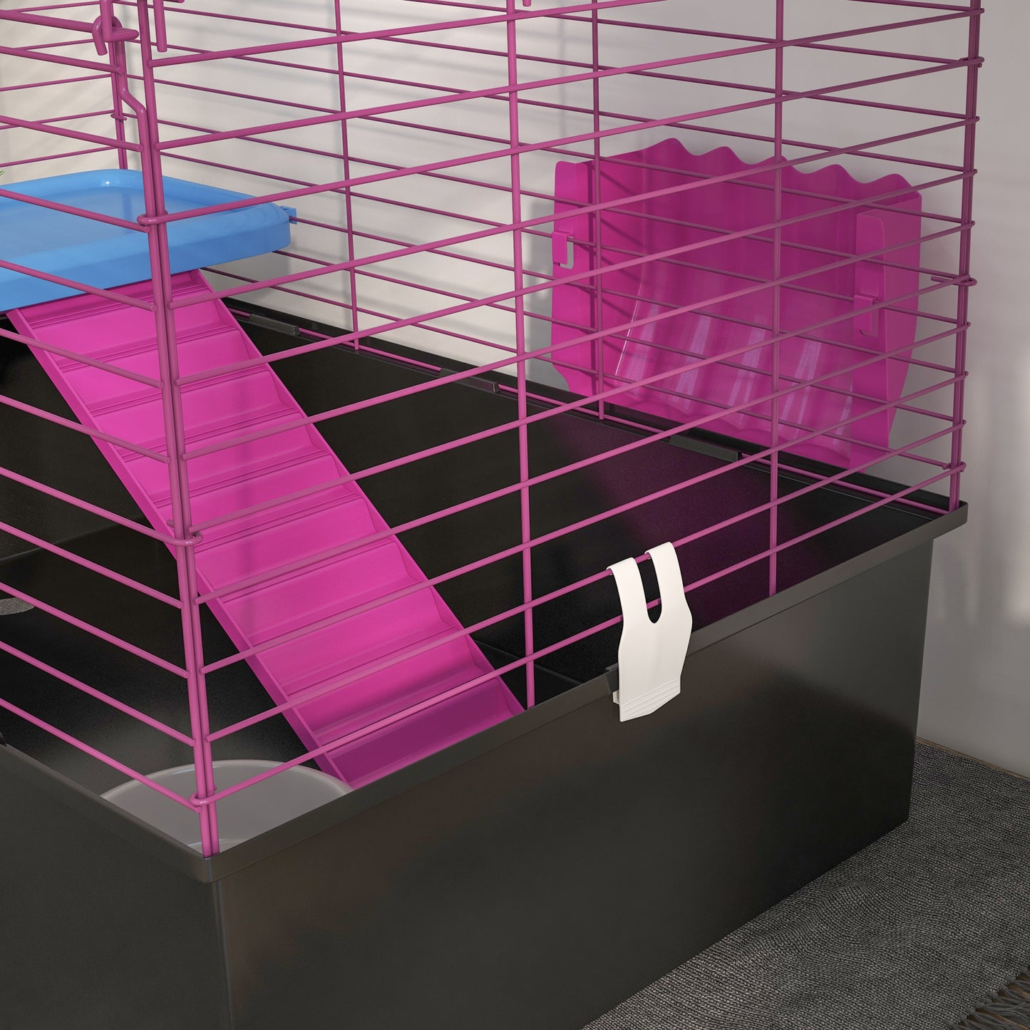 PawHut Chinchillas Small Rabbit Guinea Pig Small Animal Cage Pet Playhouse with Platform Ramp 71 x 46 x 47cm