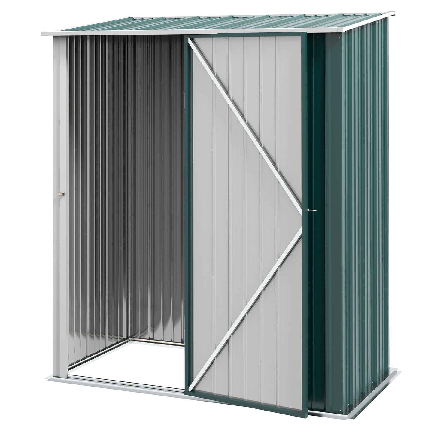 Outsunny Outdoor Storage Shed Garden Metal Storage Shed w/ Single Door for Garden Patio Lawn 5.3ft x 3.1ft Green