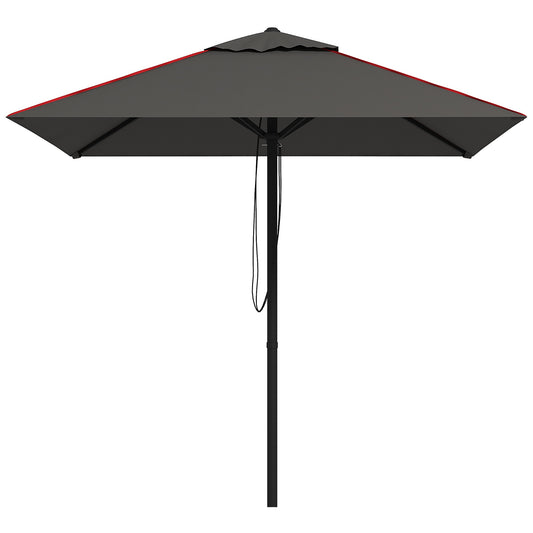 Outsunny Patio Parasol Umbrella with Vent, Garden Market Table Umbrella Sun Shade Canopy with Piping Side, Grey