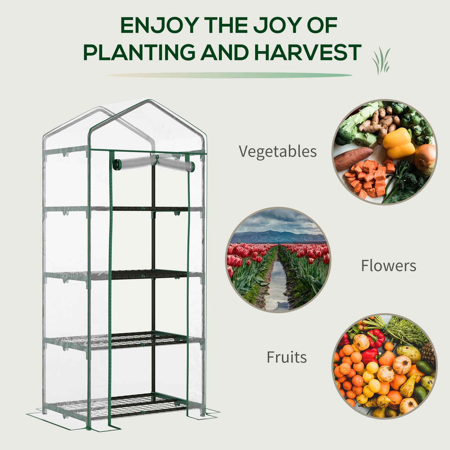 Outsunny 4 Tiers Mini Portable Greenhouse Plant  Grow Shed Metal Frame Transparent Clear Cover 160H x 70L x 50Wcm 4-Tier House w/ Outdoor