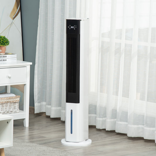 HOMCOM 42" Portable Air Cooler, Humidifier Evaporative Ice Cooling Fan Water Conditioner Unit with 3 Modes, 3 Speed, Remote Controller, Timer, White