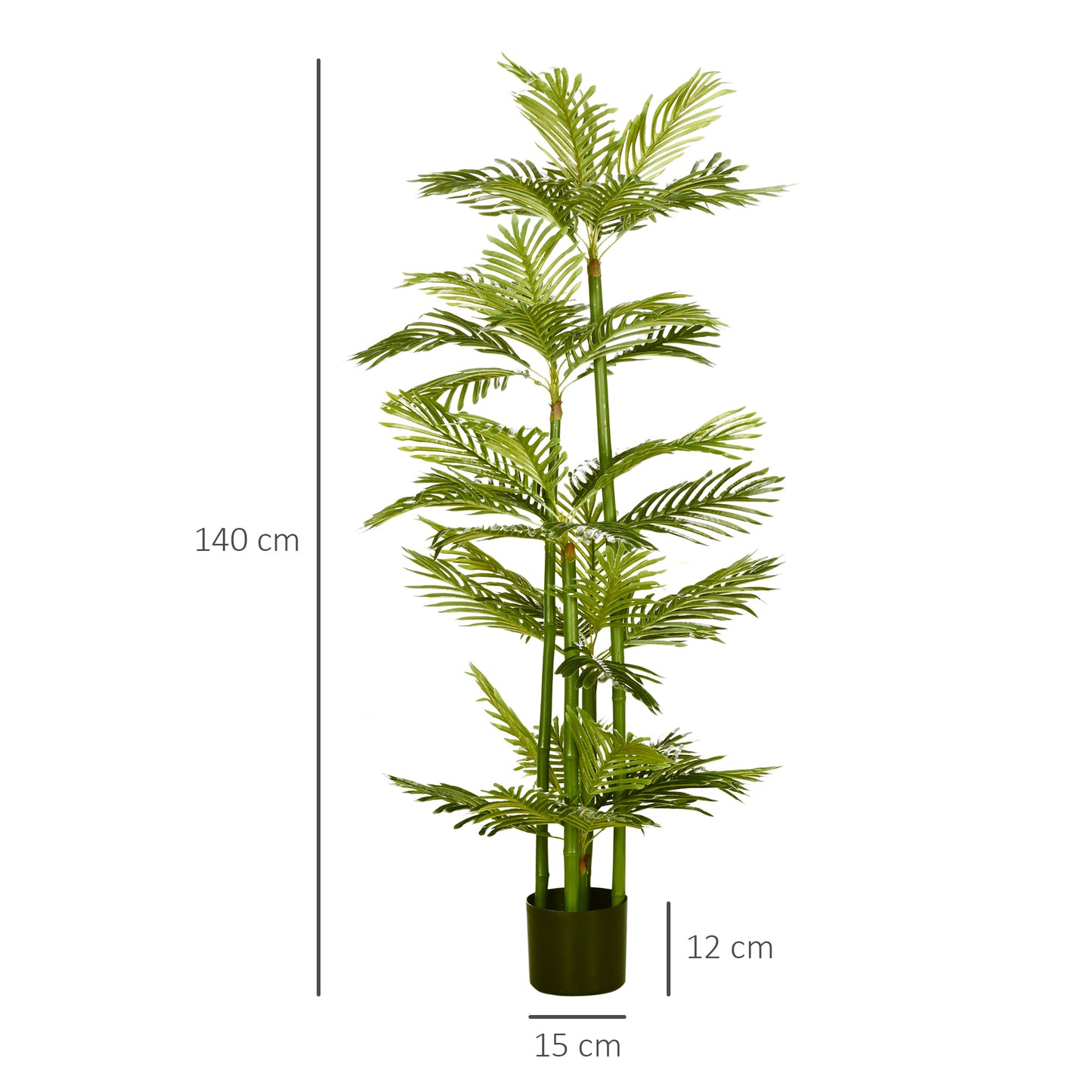 HOMCOM Artificial Plant Tropical Palm in Pot, Fake Plants for Home Indoor Outdoor Decor, 15x15x140cm