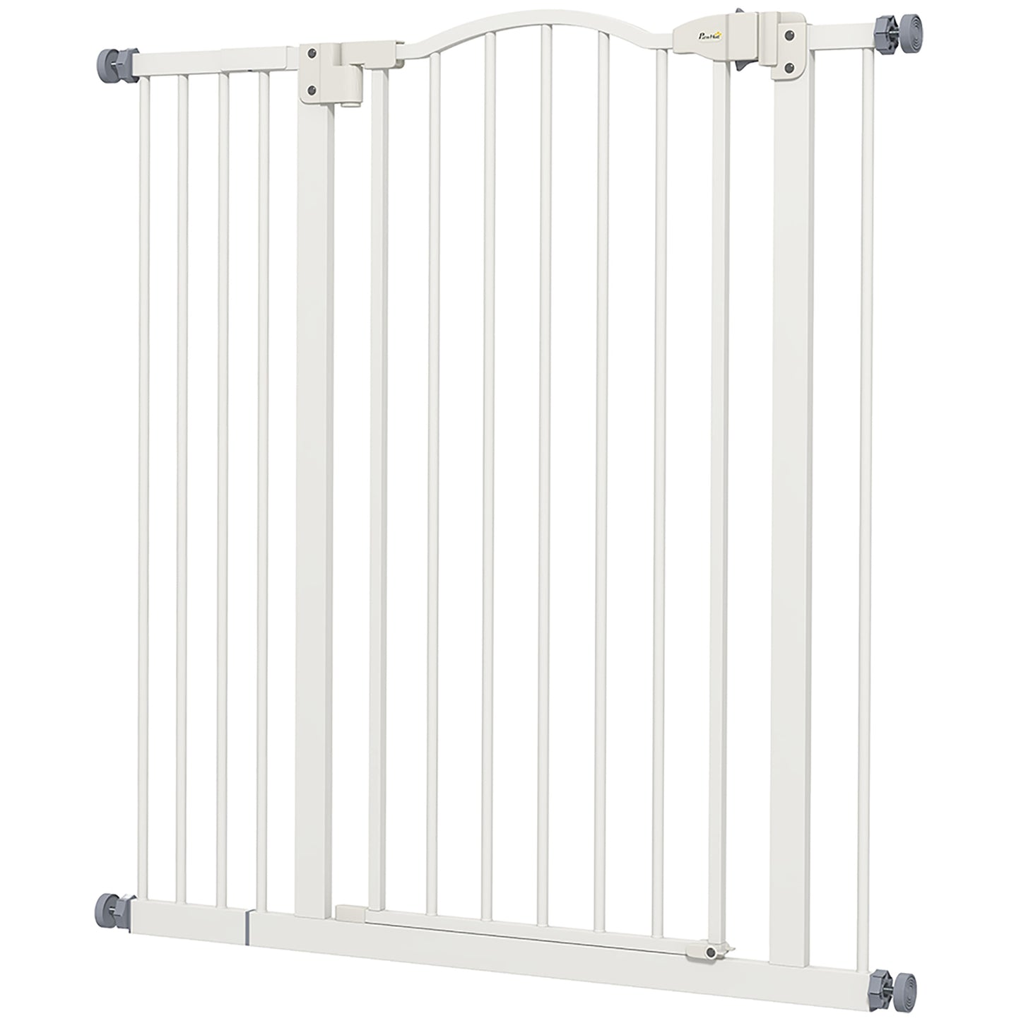 PawHut Metal Pet Safety Gate Dog Gate Folding Fence, White