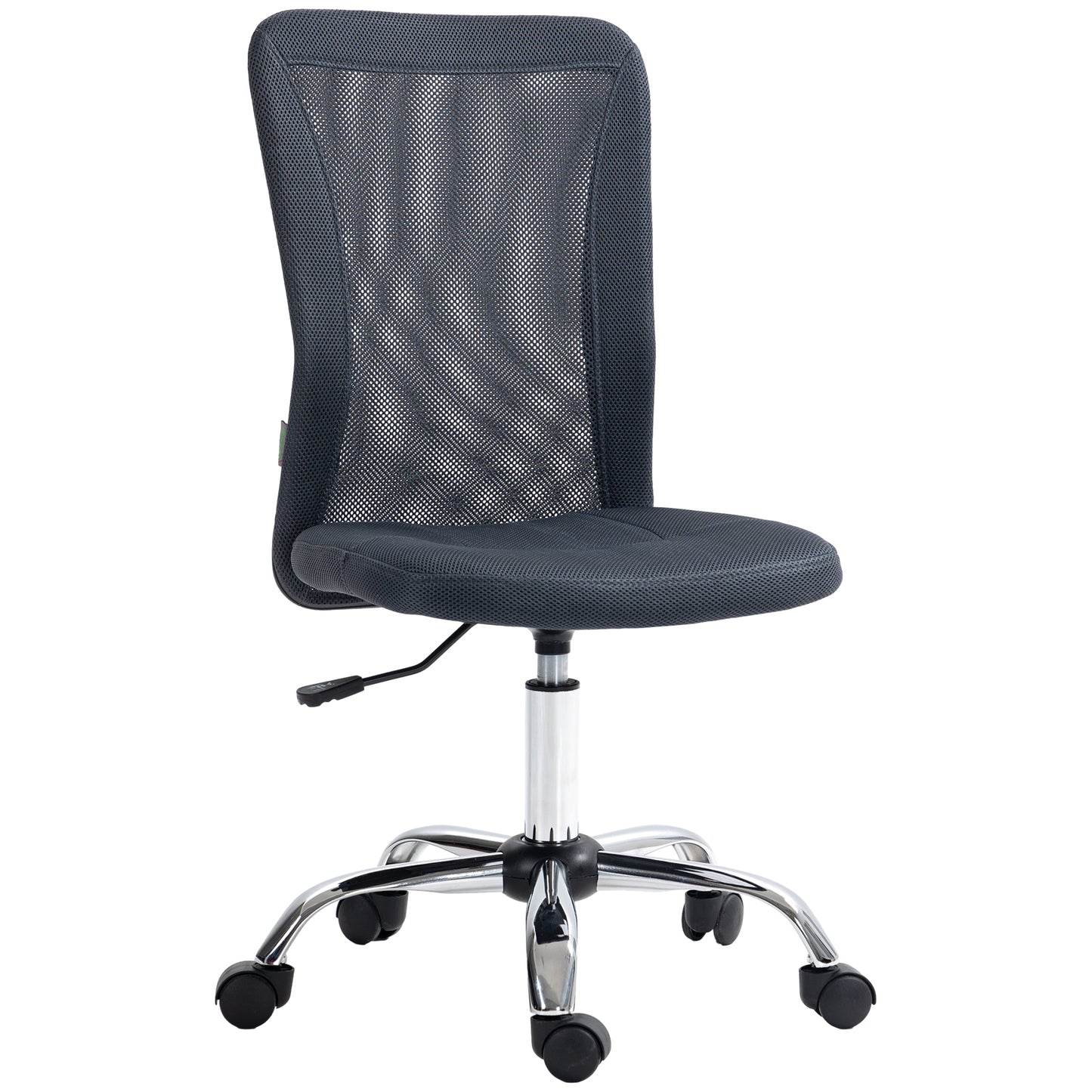 Vinsetto Computer Desk Chair Mesh Office Chair with Adjustable Height and Swivel Wheels Armless Study Chair Dark Grey