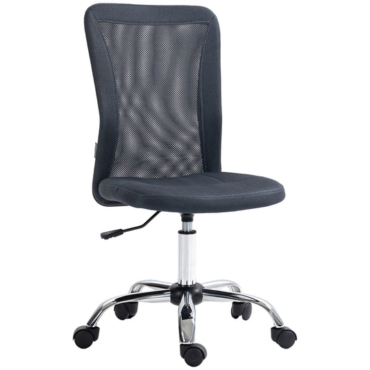 Vinsetto Computer Desk Chair Mesh Office Chair with Adjustable Height and Swivel Wheels Armless Study Chair Dark Grey