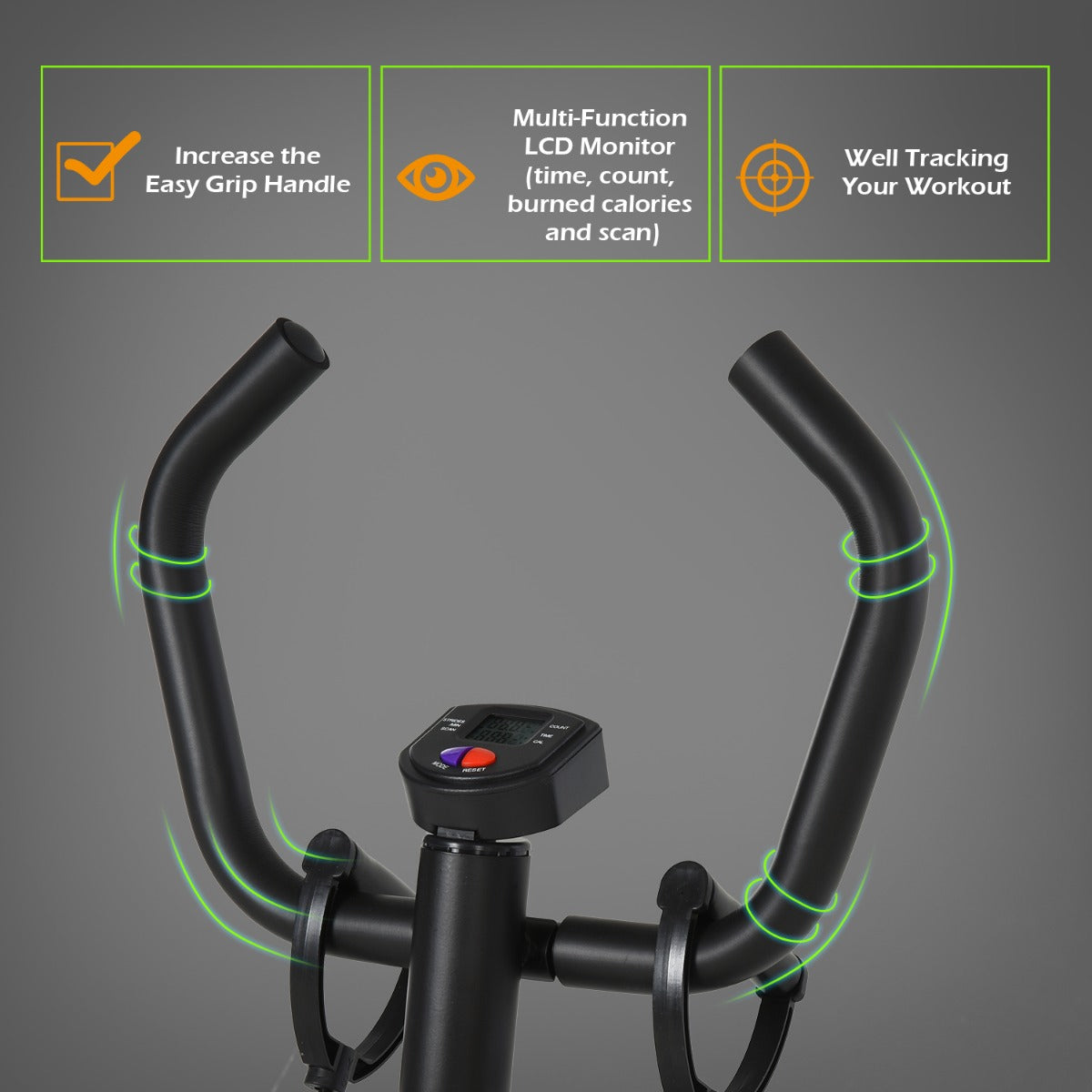 HOMCOM Free Stand Stepper Workout Fitness Machine Pulling Rope Sport Exercise W/Handle-Black/Green