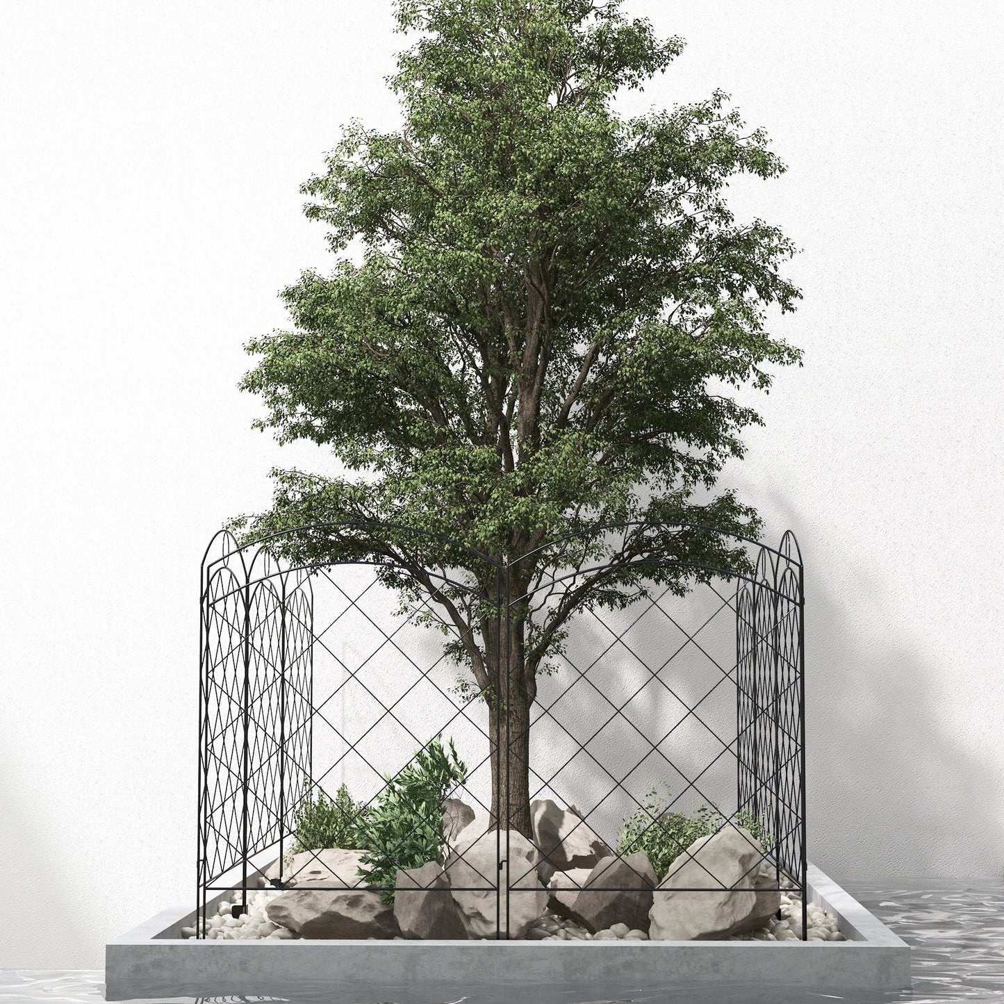 Outsunny Steel Decorative Outdoor Picket Fence Panels Set of 4 Black