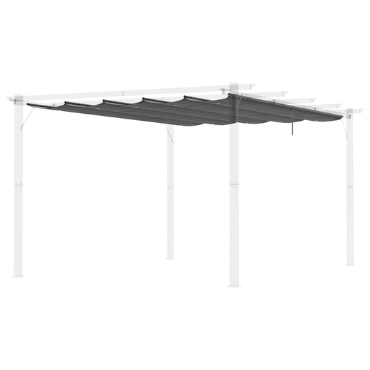 Outsunny Retractable Pergola Shade Cover Replacement Canopy for 4 x 3 (m) Pergola Retractable Roof Dark Grey