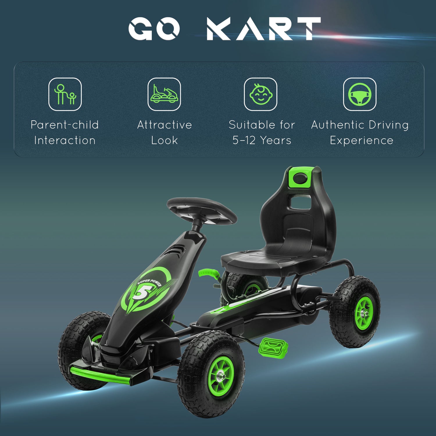 pedal go kart 7 12 years HOMCOM Children Pedal Go Kart, Racing Go Cart with Adjustable Seat, In – mhstar.co.uk