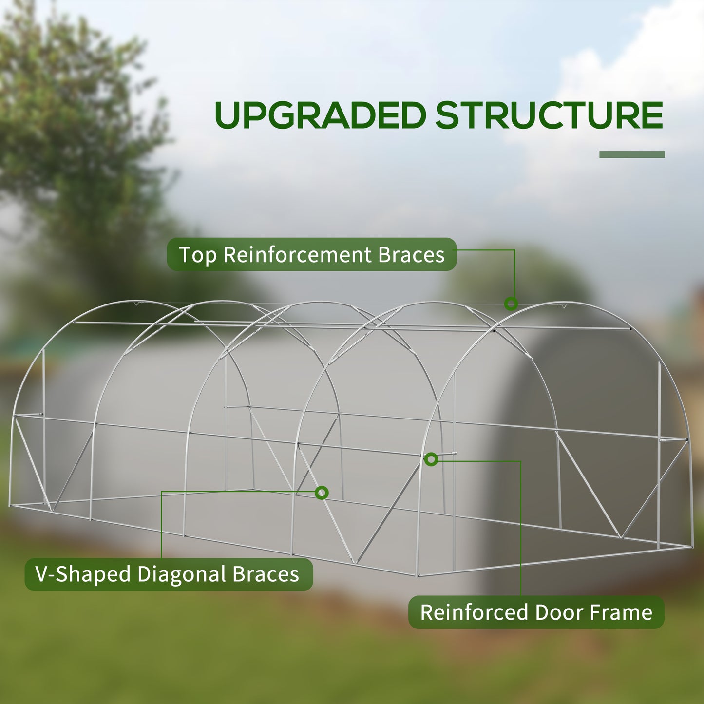 Outsunny 6 x 3(m) Polytunnel Greenhouse with Upgraded Structure Mesh Door and Windows 15 Plant Labels White