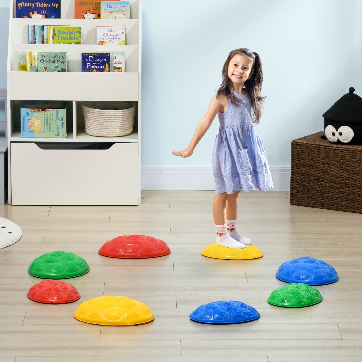 ZONEKIZ EightPiece Kids Stepping Stones with NonSlip Mats Balance River Stones