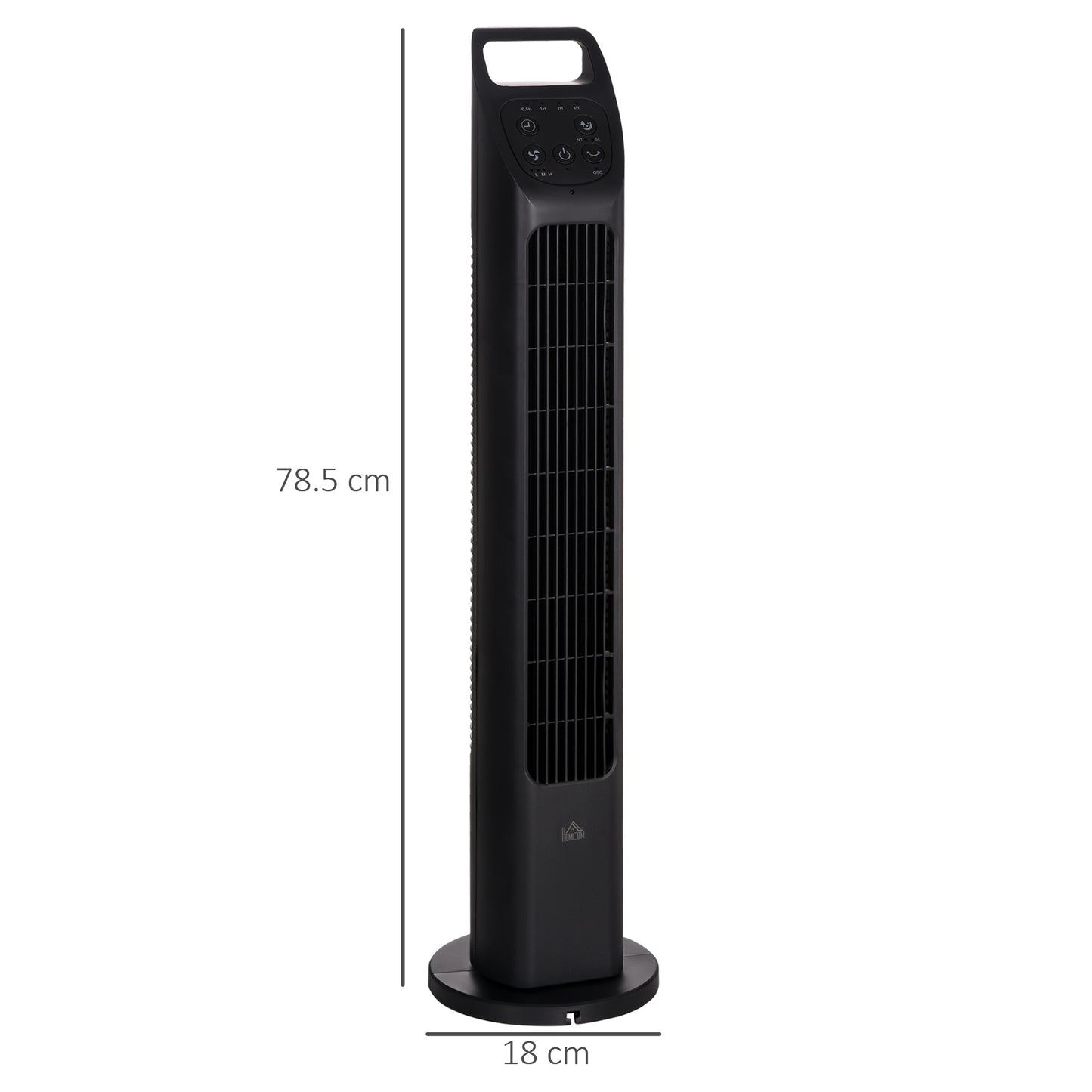 HOMCOM Oscillating Tower Fan with Remote Control, 4H Timer, 3 Speed, Quiet Cooling Fans, Electric Floor Standing Fan for Home Bedroom Office, Black