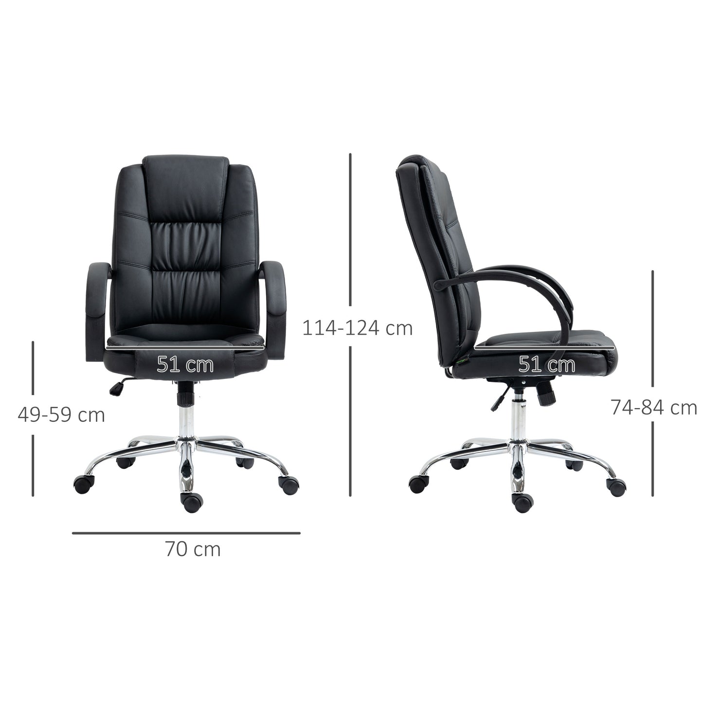 Vinsetto High Back Executive Office Chair, PU Leather Swivel Chai, Black