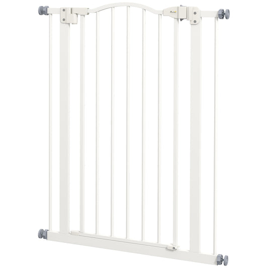 PawHut Metal Pet Safety Gate Dog Gate Folding Fence, White