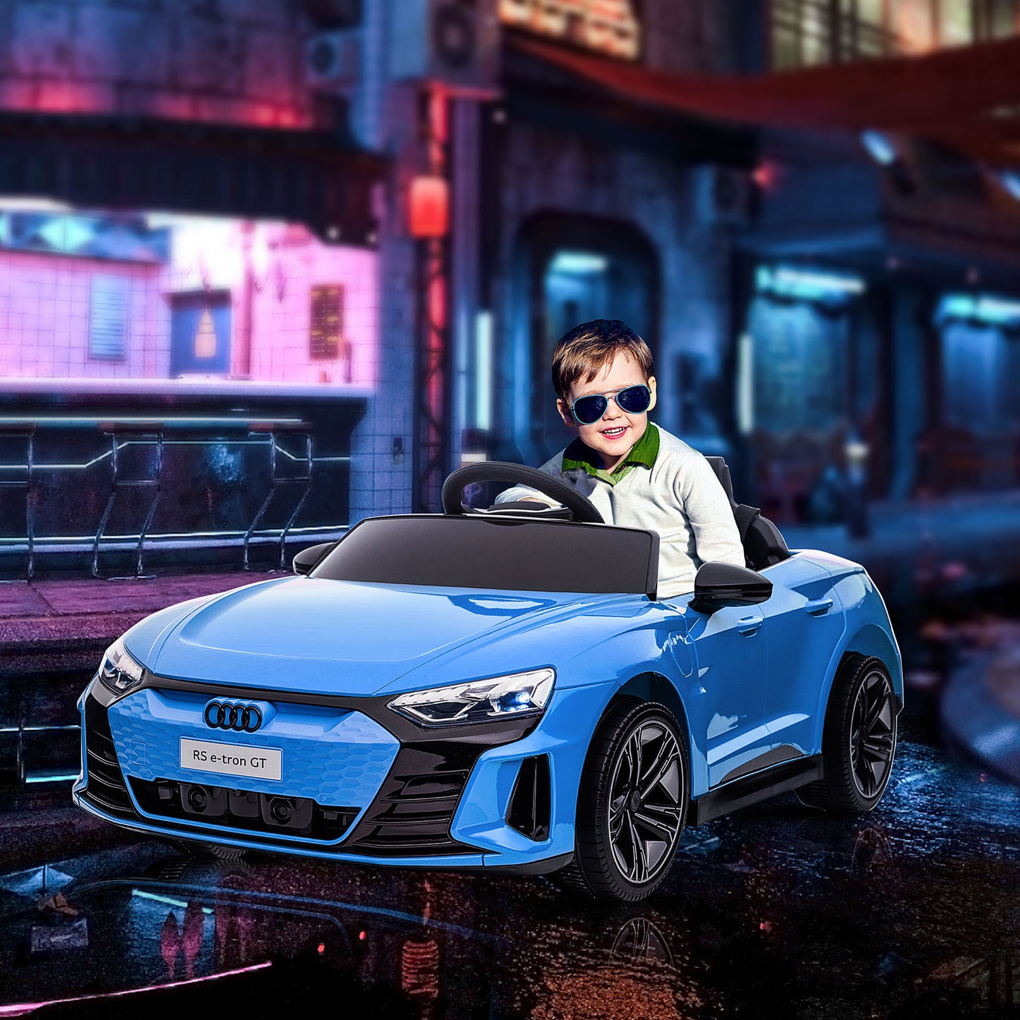 HOMCOM Audi Licensed Kids Electric Ride On Car with Parental Remote Control, Blue