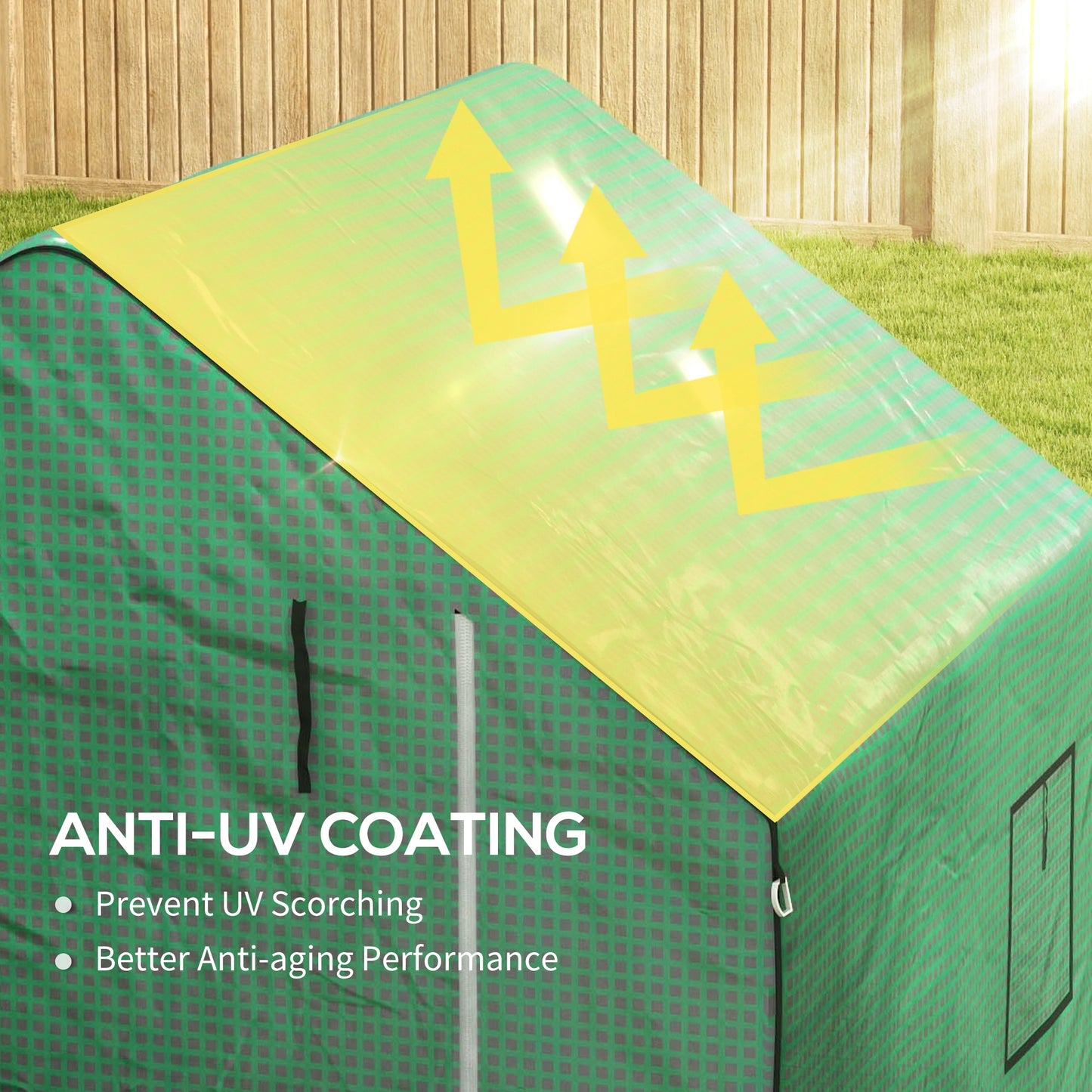 Outsunny Greenhouse Cover Replacement Walkin PE Hot House Cover with Rollup Door and Windows 140 x 143 x 190cm Green
