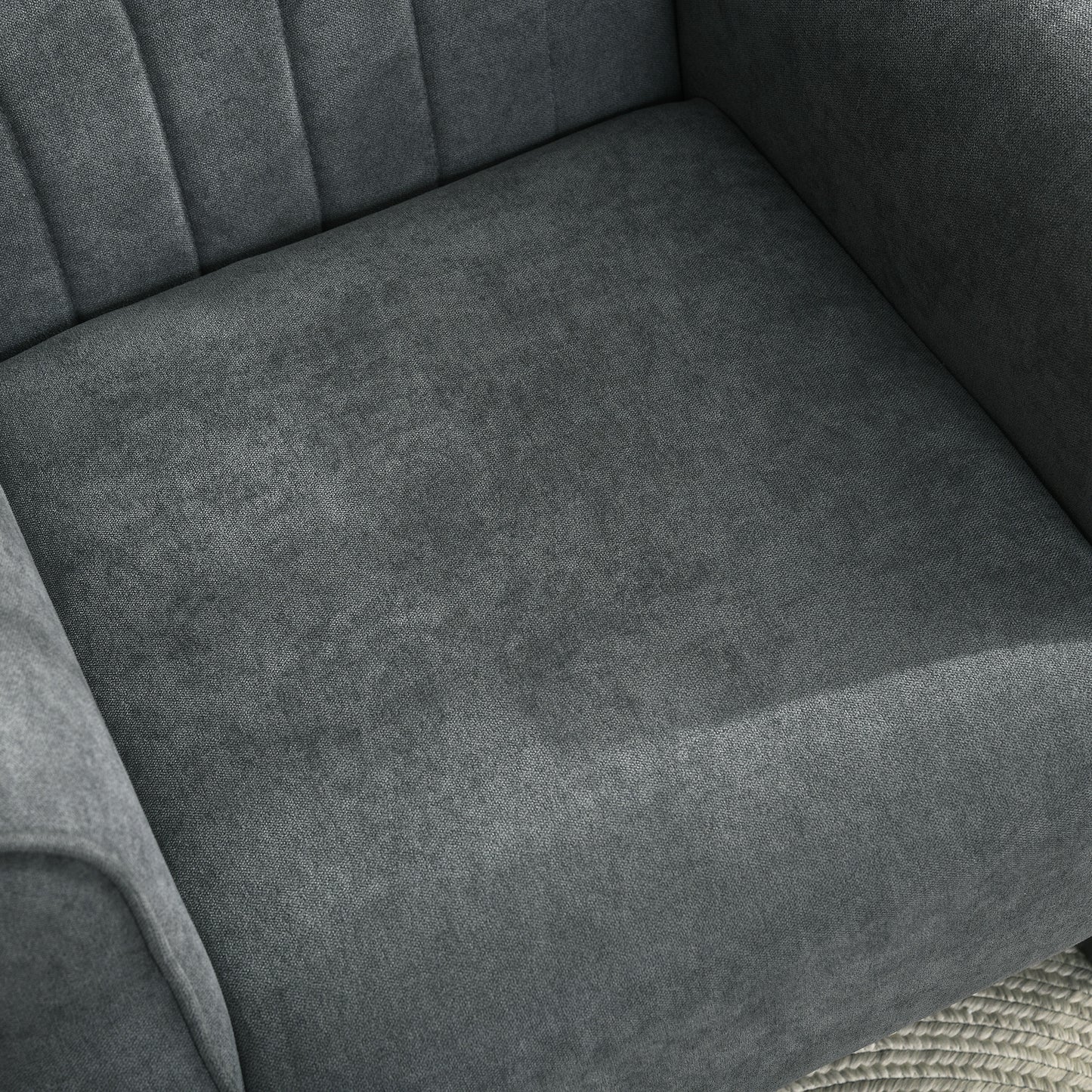 HOMCOM Upholstered Accent Chair with High Back Rolled Arms and Wood Legs Soft Thick Padded Armchair Grey