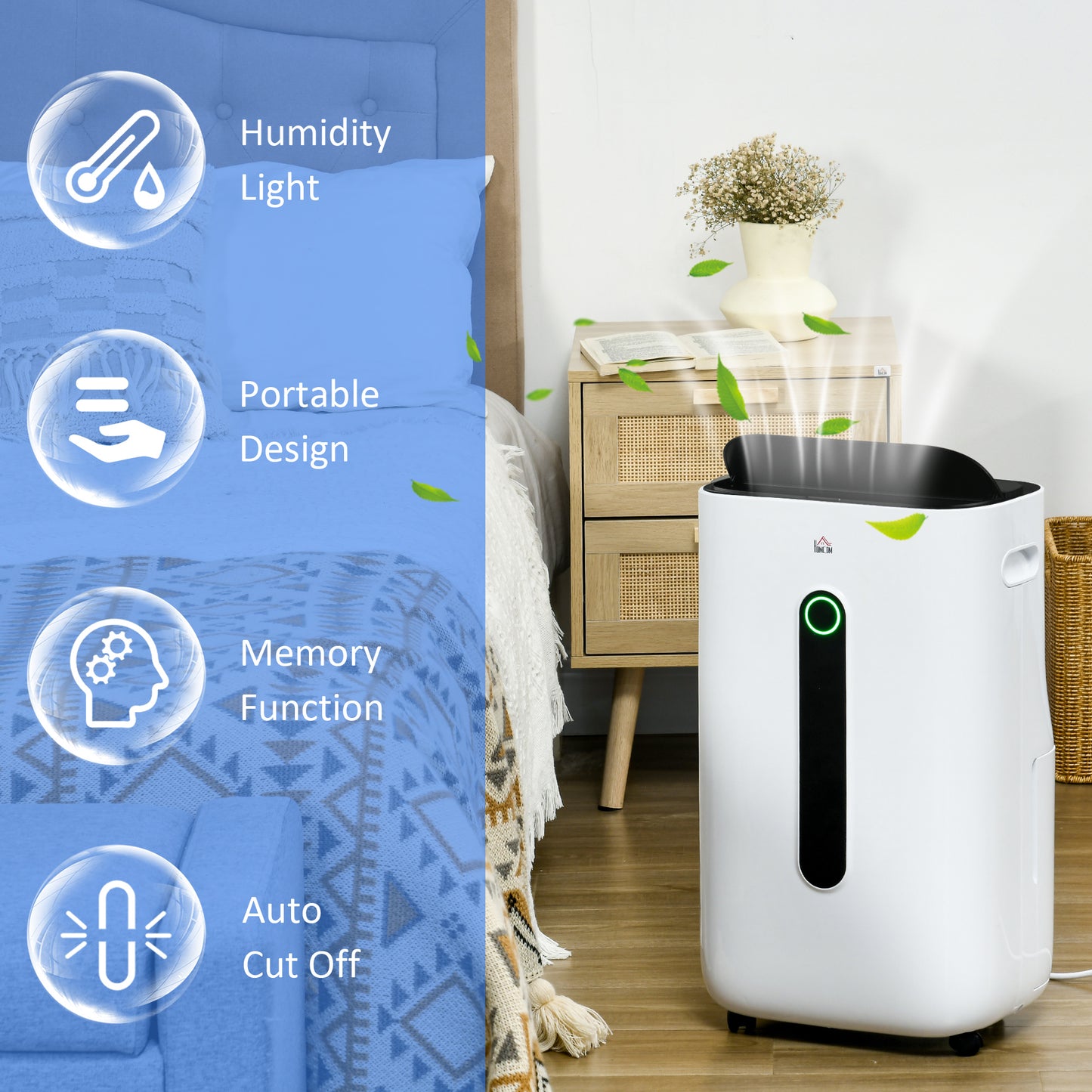 HOMCOM 6500mL Portable Dehumidifier with Air Purifier Filter, 24H Timer, 4 Modes, 22L/Day, for Home Laundry Basement