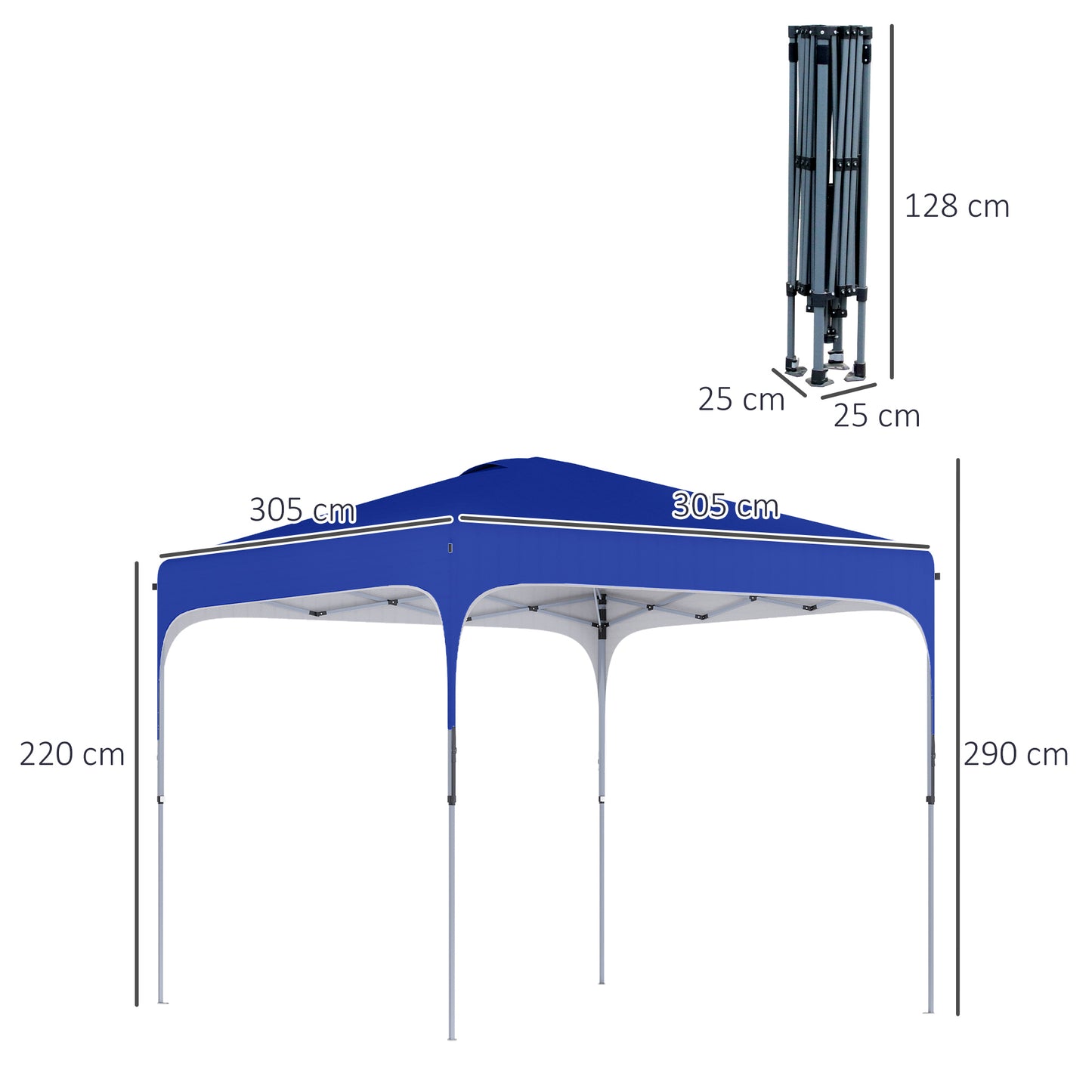 Outsunny 3 x 3 (M) Pop Up Gazebo, Foldable Canopy Tent with Carry Bag with Wheels and 4 Leg Weight Bags for Outdoor Garden Patio Party, Blue