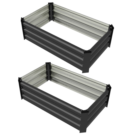 Outsunny Set of Two 60 x 100cm Galvanised Steel Planters