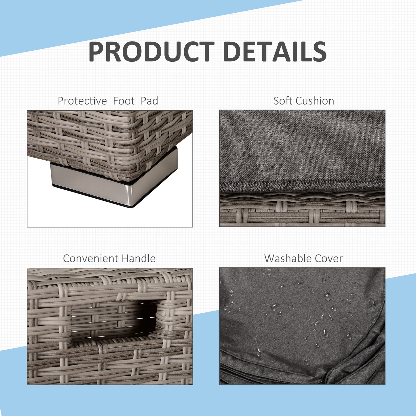 Outsunny 6-Seater Sofa & Coffee Table Rattan Outdoor Garden Furniture Set Grey